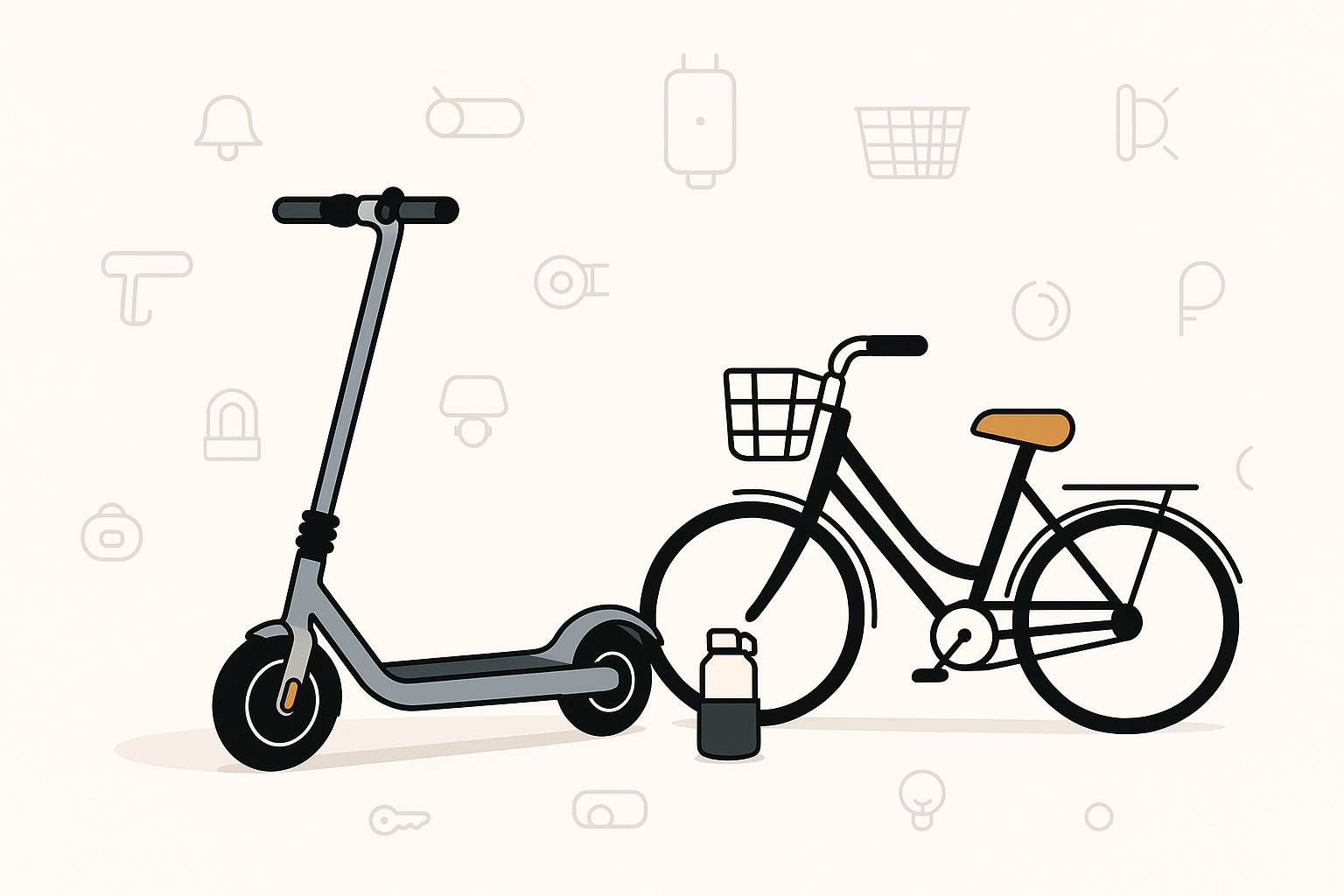 Affordable e-bike and e-scooter accessories illustration
