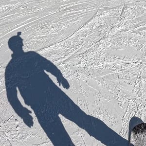 GoPro on helmet shadow on snow